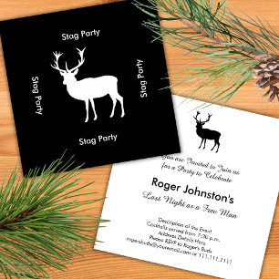 Stag Night - Bachelor or Stag Party Black White Invitation