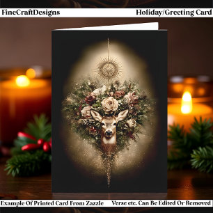 Stag of the Turning Year, Yule & Winter Solstice Holiday Card