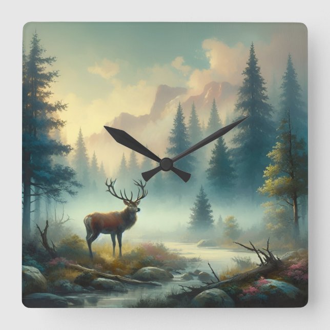 Stag Oil Painting Wall Clock (Front)