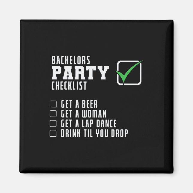 Stag Party Checklist  Magnet (Front)