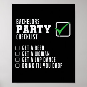 Stag Party Checklist Poster