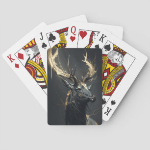 Stag Portrait Animal Nature Wildlife Dark Painting Playing Cards
