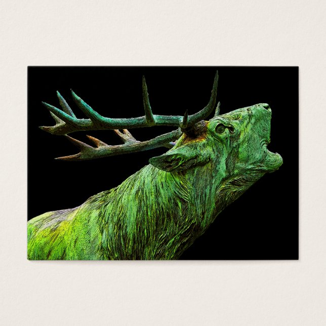 Stag Reindeer Head - Green, Black Back (Front)
