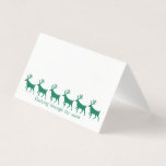 Stag Reindeer & Rudolph Guest Seating Place Card<br><div class="desc">A holiday table place card featuring six green stag reindeer in a row with Rudolph at the lead.</div>