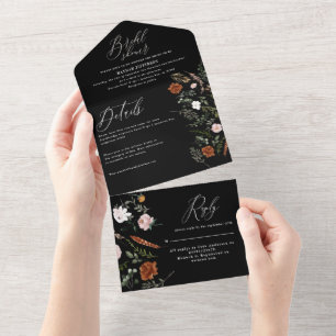 stag rust terracotta floral rustic bridal shower all in one invitation