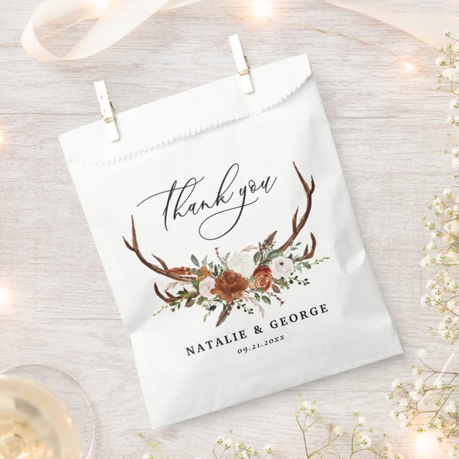 Stag rustic botanical wedding thank you favour bag (Clipped)