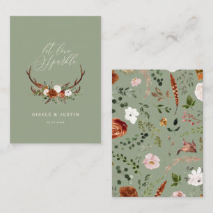 Stag sage green botanical wedding let love sparkle enclosure card
