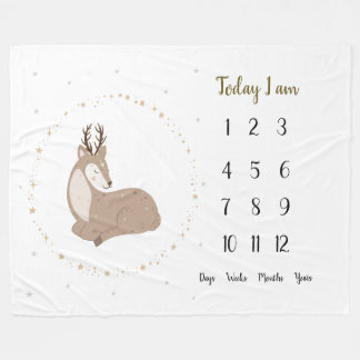 Stag scandi Baby 1st year Milestone     Fleece Blanket