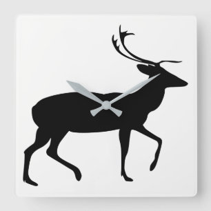 Stag Silhouette Square Wall Clock