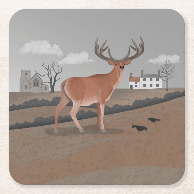 Stag Square Paper Coaster (Front)