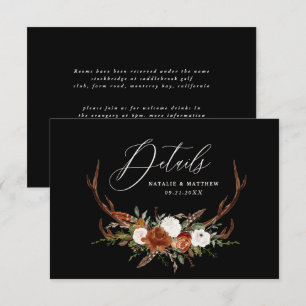 Stag terracotta black floral elegant wedding save the date