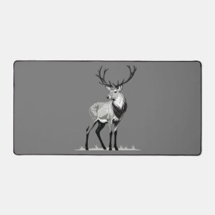 Stag Vector Graphic Art Portrait Animal Spirit Top Desk Mat