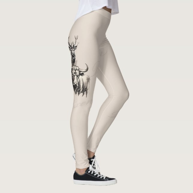 Stag Vixen and Bull Inkwork  Leggings (Right)