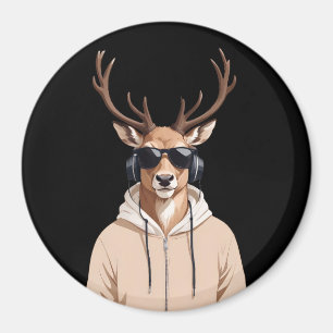 Stag Wearing Hoodie Funny Cool Animal Character  Magnet