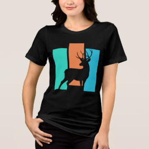 Stag Wild Animal Outdoors Nature Silhouette Tri-Blend Shirt