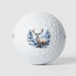 Stag Winter Deer Animal Monogram Art Golf Balls