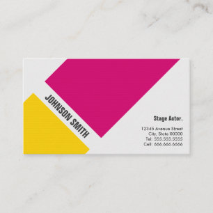 Stage Actor - Simple Pink Yellow Business Card