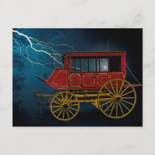 STAGE COACH IN LIGHTNING STORM POSTCARD