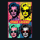 Stage Legend Pop Art Print – Bold Music Icons<br><div class="desc">Celebrate the spotlight with “Stage Legend” — a bold, electrifying pop art print that captures the magnetic energy of fictional music icons at their peak. Inspired by the timeless grid style of Andy Warhol, this four-quadrant artwork features stylised pop stars brought to life in dramatic duotone colour combinations, oversized sunglasses,...</div>