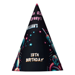 stage neon Glow arcade gun Laser Tag 13th Birthday Party Hat