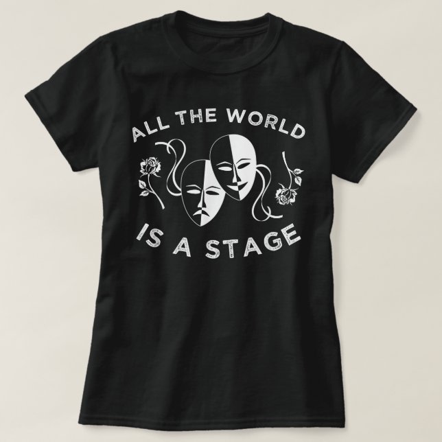 Stage Play Theatre, Acting Drama Mask Theatre Tee (Design Front)