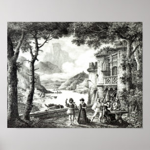 Stage set for Act III of 'Le Chateau Loch-Leven' Poster