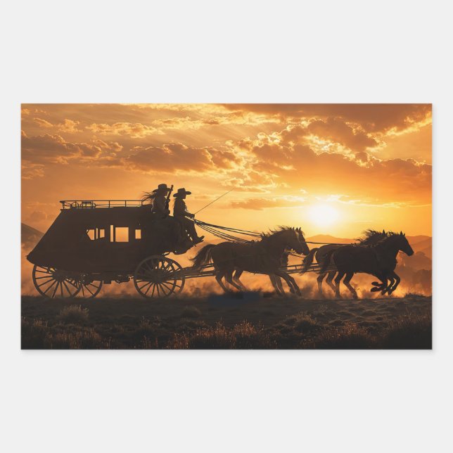 Stagecoach Country Western Shotgun Rectangular Sticker (Front)