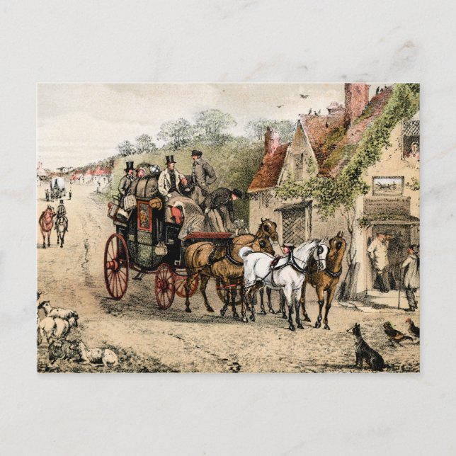 Stagecoach outside a coaching inn postcard (Front)