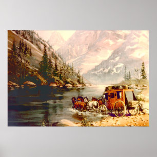 STAGECOACH RIVER CROSSING by SHARON SHARPE Poster
