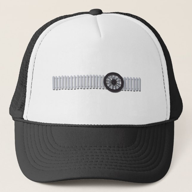 StagecoachWheelWhitePicketFence112611 Trucker Hat (Front)