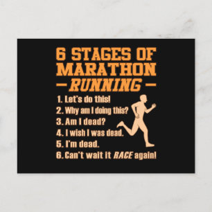 Stages Of Marathon Running Sarcastic Runner Graphi Invitation Postcard