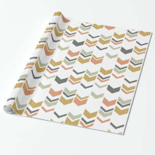Staggered Chevron Modern Geometric Pattern Wrapping Paper