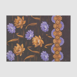 Staggered Violet and Brown Blossoms and Leaves Tissue Paper