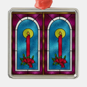 Stain Glass Candle design Christmas Tree Ornament