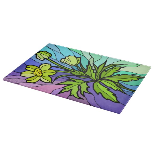 Stain Glass Daisies Cutting Board (Corner)