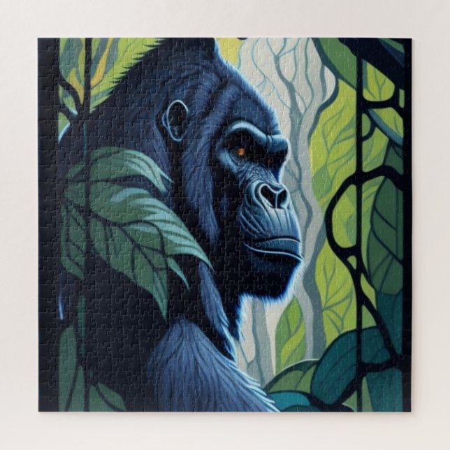 Stain Glass Gorilla Jigsaw Puzzle (Vertical)