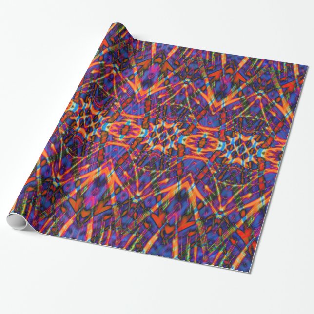 Stain Glass-Like Abstract Pattern Wrapping Paper (Unrolled)