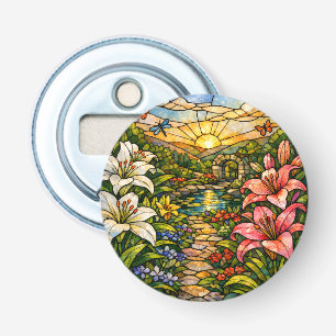 Stain Glass Lilies and Sunshine Bottle Opener