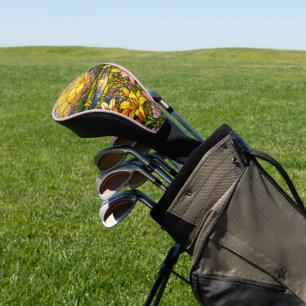 Stain Glass Lilies Butterflies and Sunshine Golf Head Cover