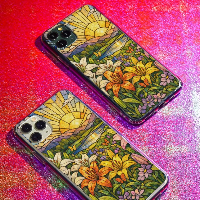 Stain Glass Lilies Butterflies and Sunshine iPhone Case (Creator Uploaded)