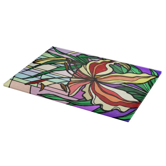 Stain Glass Lilly Cutting Board (Corner)