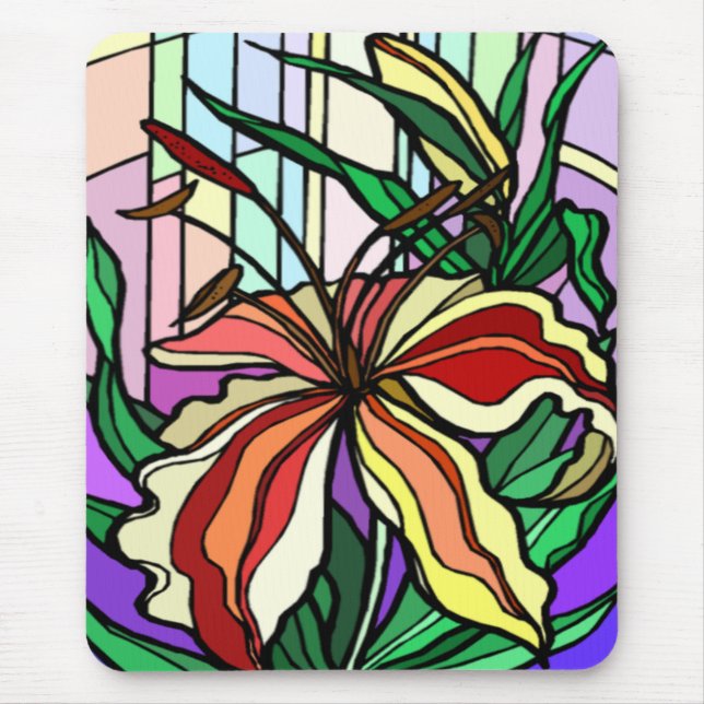 Stain Glass Lily Mousepad (Front)