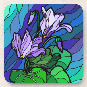 Stain Glass Purple Flower Coasters