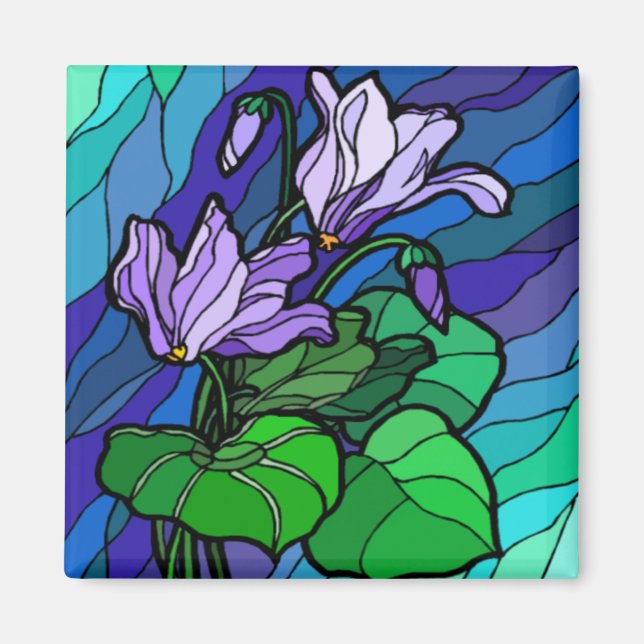 Stain Glass Purple Flower Magnet (Front)