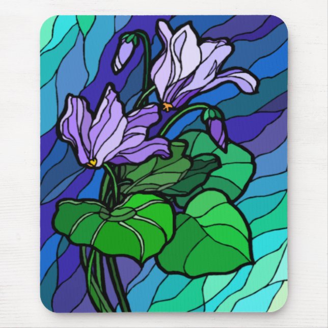 Stain Glass Purple Flower Mousepad (Front)