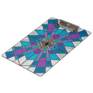 Stain Glass Ray Blue and Purple Clipboard