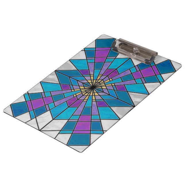 Stain Glass Ray Blue and Purple Clipboard (Angled)