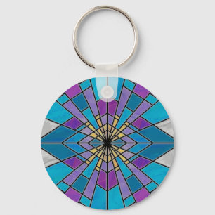 Stain Glass Ray Blue and Purple Key Ring