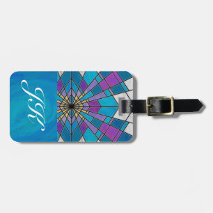 Stain Glass Ray Blue and Purple Luggage Tag