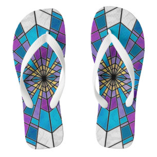 Stain Glass Ray Blue and Purple Thongs